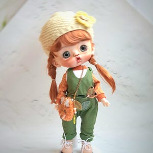 OOAK BJD Art Doll: 28cm Poseable Handmade Collectible with Interchangeable Eyes