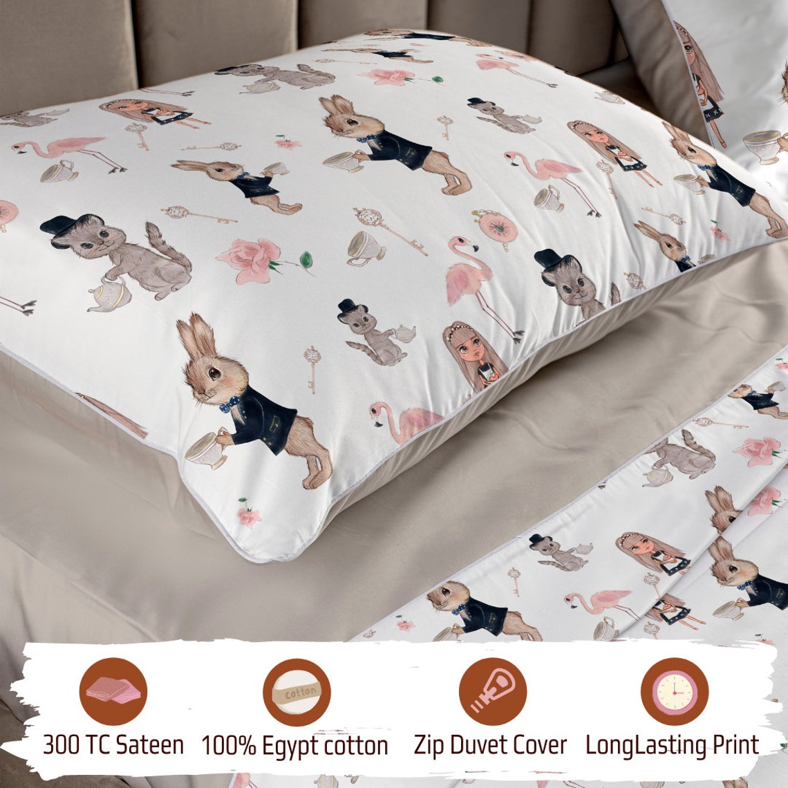 Alice Wonderland Kids Linen Premium quality Bed duvet cover Etsy