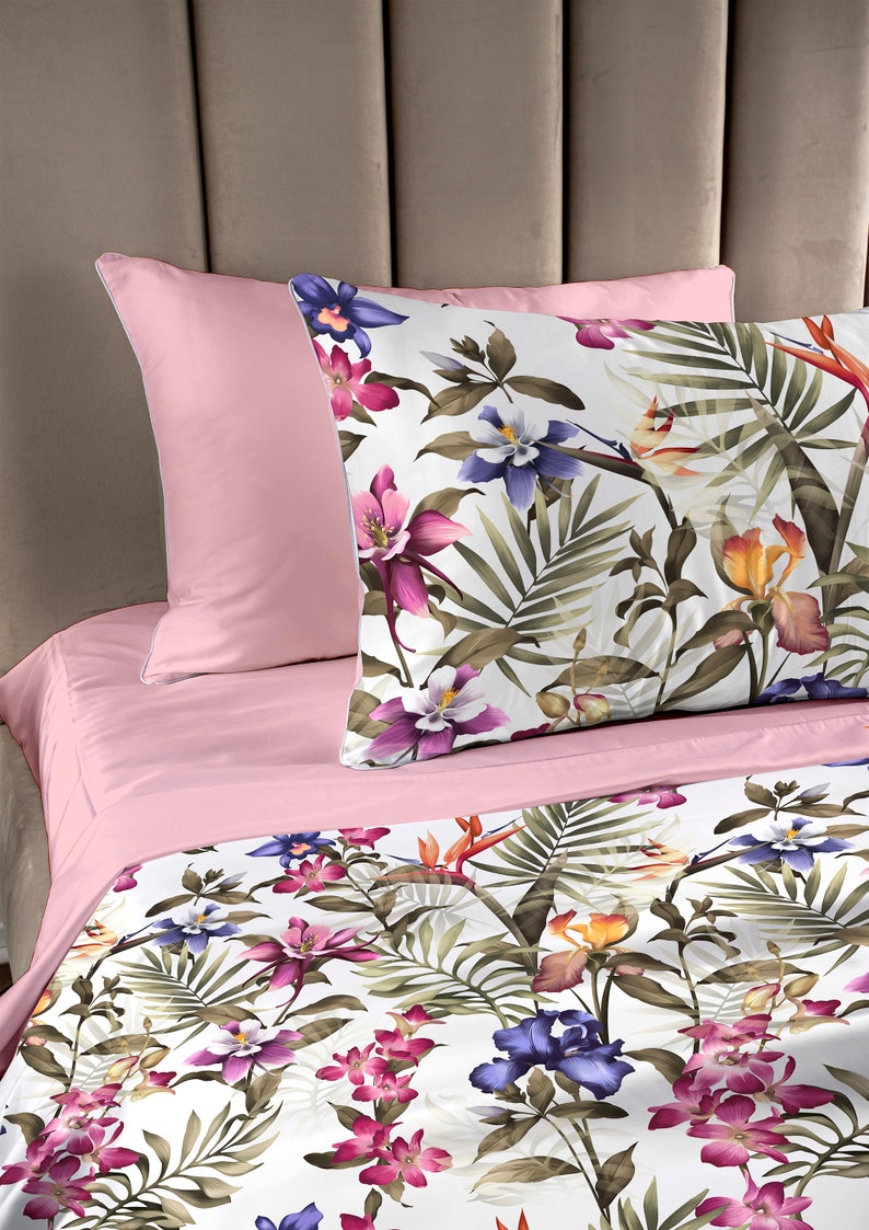 Floral Tropical Print Linen Premium quality Bed duvet cover Etsy