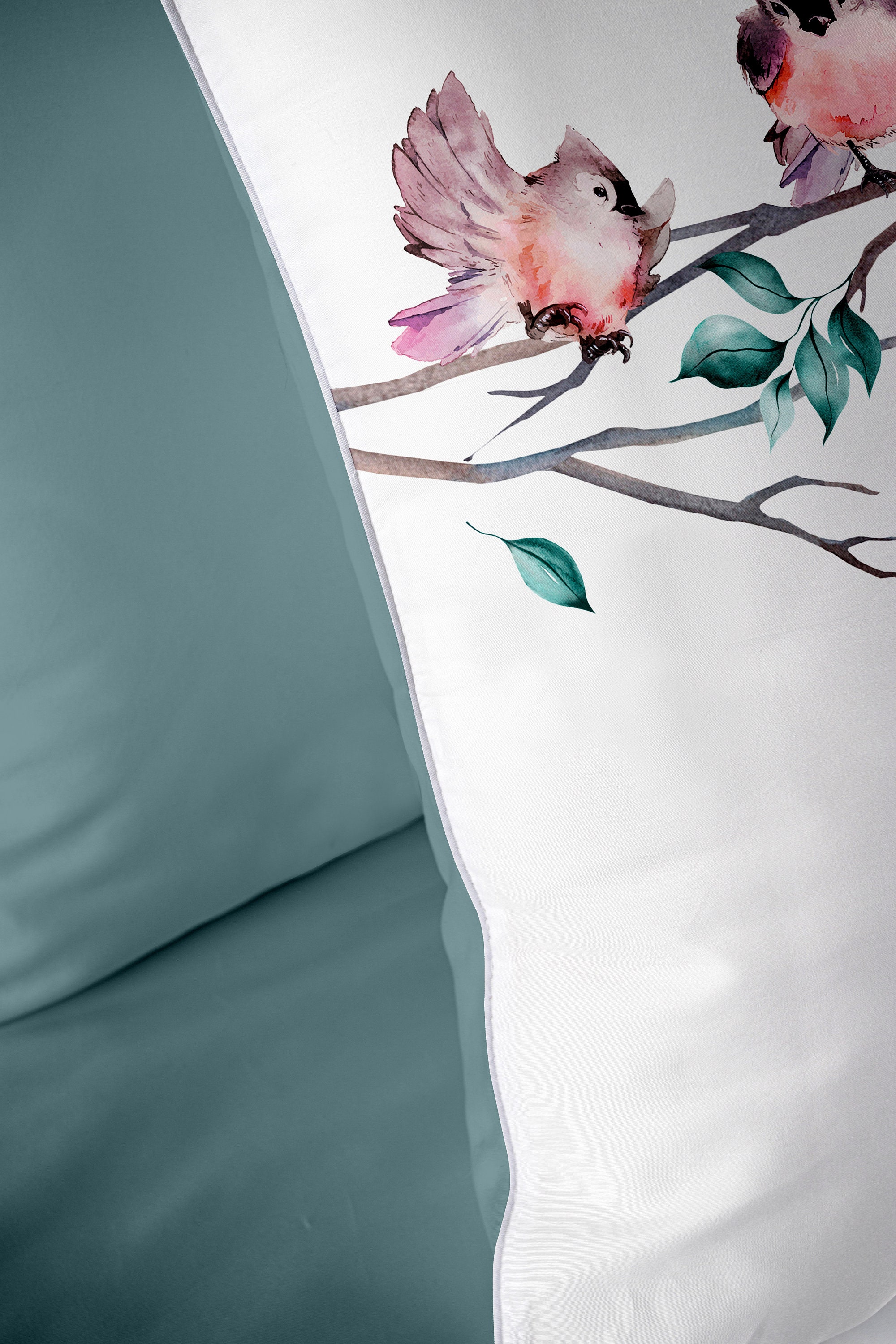 Cotton duvet cover set with bird print and pillow cases Etsy