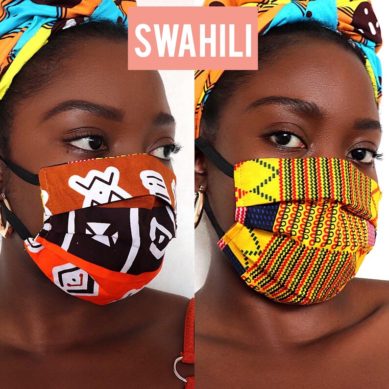 SWAHILI Washable reusable reversible protective face mask Etsy