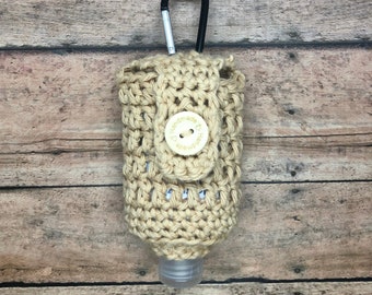 Hand Sanitizer holder PATTERN, crochet holder with clip, for purse, backpack, back to school, cotton crochet items, germ x, hanitizer holder