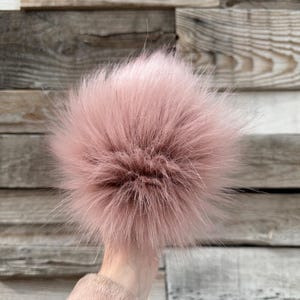 Pink quartz luxe faux fur Pom Poms, dusty pink, darker tips, beanies, scarves, crochet, knit, knitting, crocheting, high quality, luxury