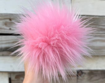 Size XXXS- XXS , (Baby pink) faux fur pom pom 2.3- 3 inches/ 6- 8 cm