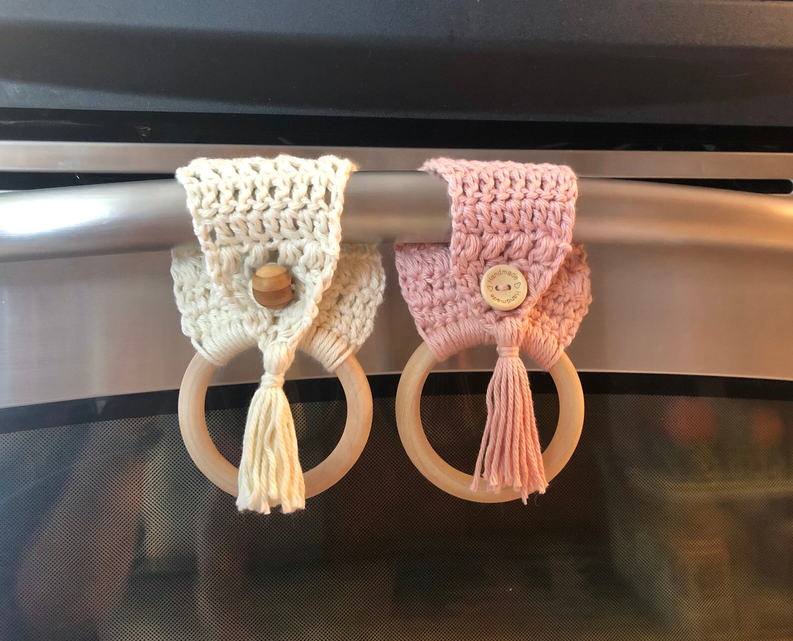 Crochet towel ring boho towel holder home decor stove Etsy