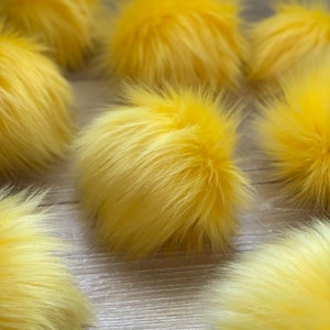 Banana Pom, faux fur, for knit and crochet beanies, small medium large extra large mini, toque topper, for winter hats