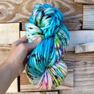 Jellybeans (updated) Hand dyed super bulky merino wool, size 6 purple blue  green,natural, speckled, solid, multicolor, indie dye, superwash