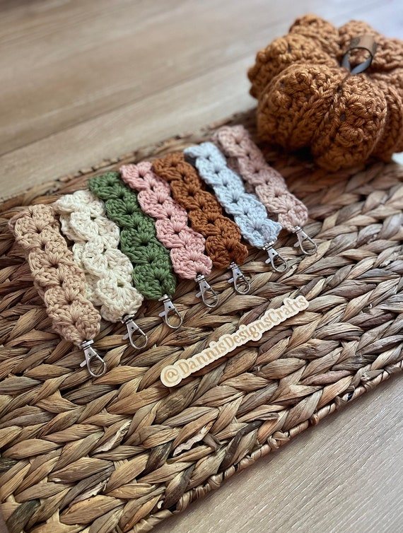 Wristlet Keychain Crochet Pattern Halcyon Keychain Keychain Wristlet Simple  Crochet Pattern Cotton Yarn Stash Buster Craft Show DIY