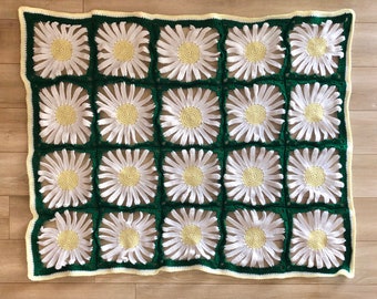 The summer daisies blanket PATTERN, crochet pattern,  summer home decor, floral blanket, couch throw, light weight, daisy decor, craft show