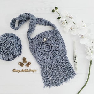Boho babe bag PATTERN, crochet, kids purse, bags, fringe, diy, girls, beginner friendly, with pictures,