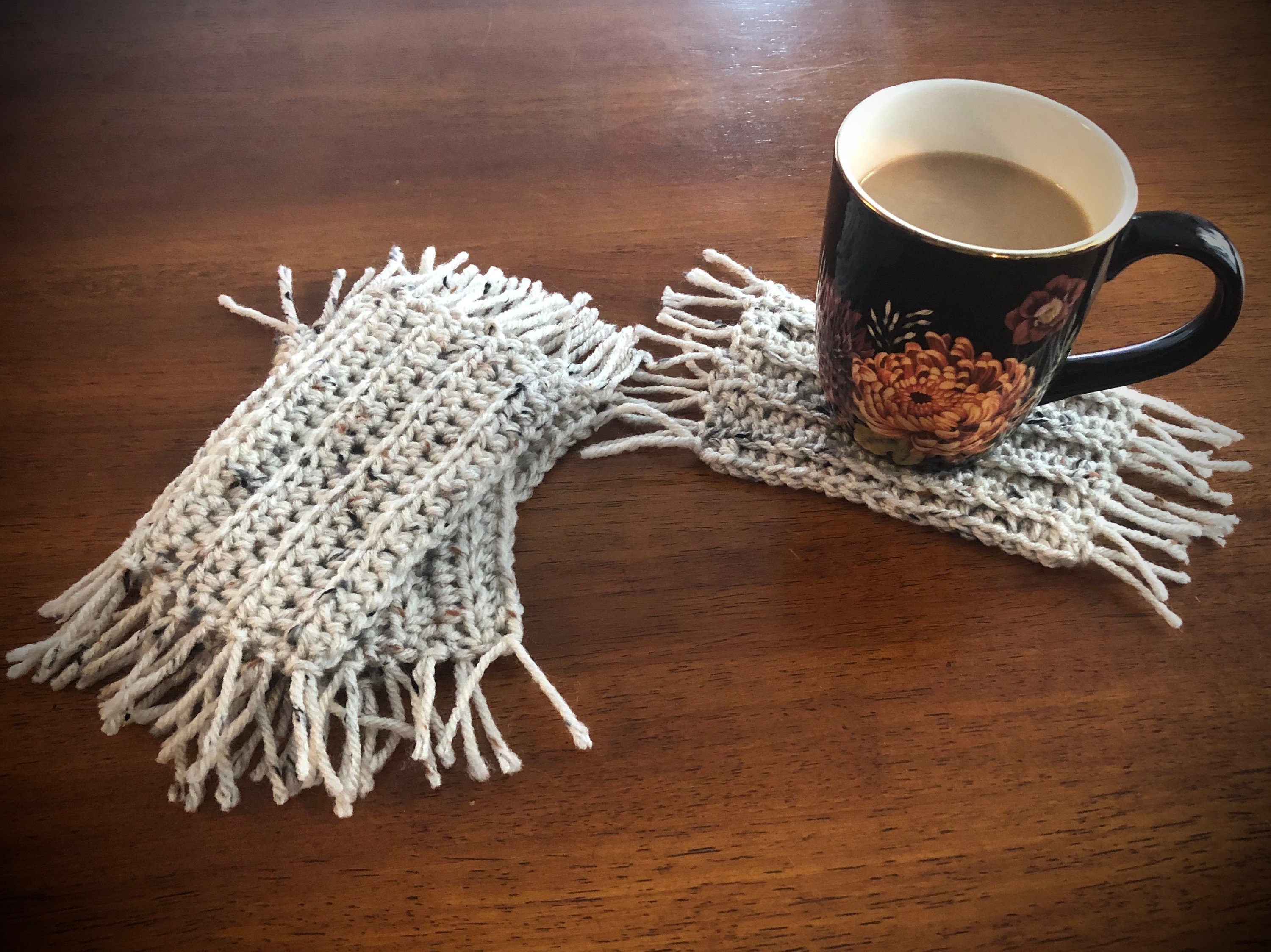 Crochet Mug Rug / Coaster PATTERN Beginner Boho Fringe Etsy