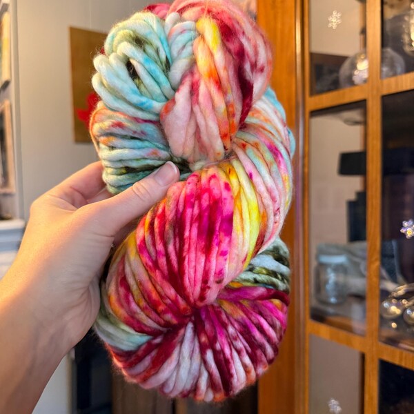 Disco Hand dyed super bulky merino wool, 82 98 126 size 6 weight, brights neons, speckled, solid, multicolor, indie dye,
