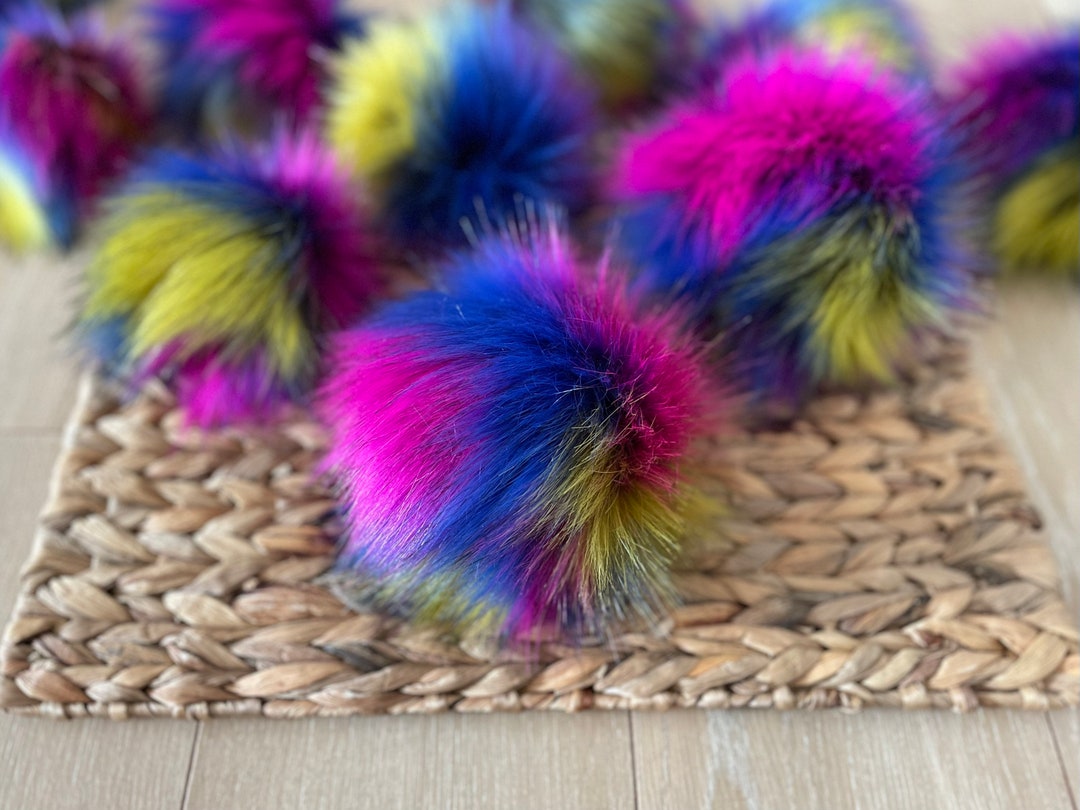 Troll Luxe Faux Fur Pom Poms Bright Color for Beanies Etsy
