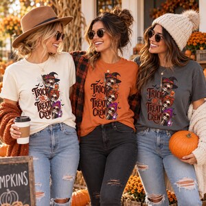 Trick or Treat Crew Halloween Shirt, Skeleton Comfort Colors Tee, Spooky Season Graphic T-Shirt