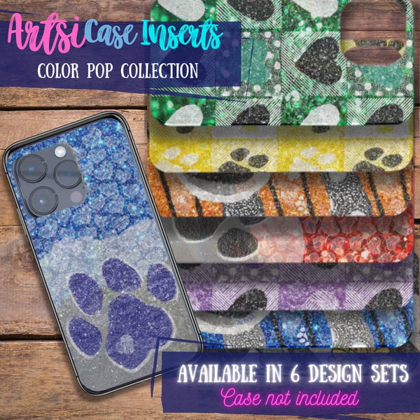 Artsi Clear Phone Case Inserts- Color Pop Paws Collection