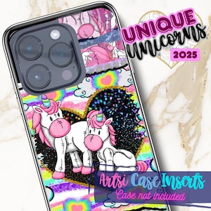 Unique Unicorns-Artsi Clear Phone Case Inserts| Gloss and Glitter Options| Individual and Sets| Cases Not Included
