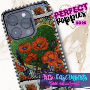 Perfect Poppies- Artsi Clear Phone Case Inserts| Gloss and Glitter Options| Individual and Sets| Cases Not Included