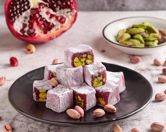Türkische Freude mit Granatapfel und Pistazie