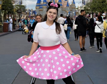 Minnie Classic Pink and White Polka Dot Skater Skirt