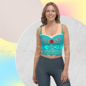 Enchanting Giselle: Women&#39;s Fairy Tale Sleeveless Athletic Crop Top