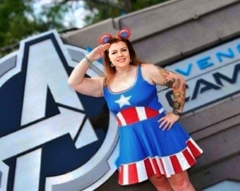 Superhero America: Women&#39;s Athletic Captain Skater Dress