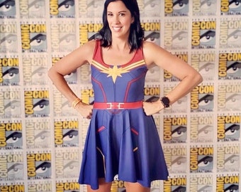 You Look Marvelous!: Women&#39;s Dynamic Superhero Captain MaxDri Athletic Skater Dress | Bold, Empowered, and Unapologetically Heroic