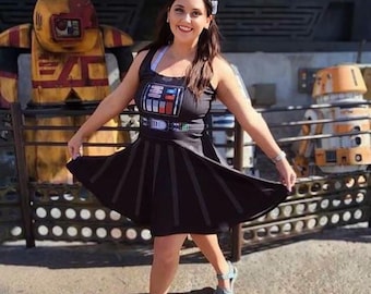 Galactic Villain - Women's Athletic Vader Sleeveless Skater Dress