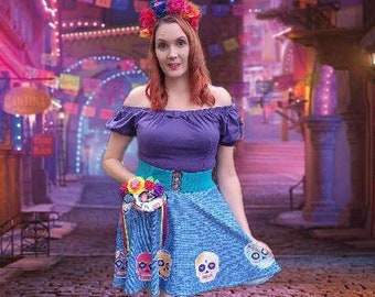 Melodic Swirl Skater Skirt: 'The Miguel' Inspired Women's Fashion Disneybound Costume