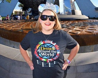 Drink Around The World Unisex Tee: Epcot Inspired, runDisney Shirt, Disneybound Shirt
