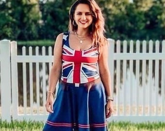 Carter Hero Women’s Athletic Skater Dress – Patriotic Comic Hero Costume Style