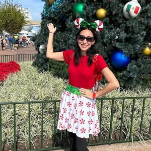 Peppermint Skater Skirt: Elastic Waist, Flared Cut, Holiday Disneybound Outfit