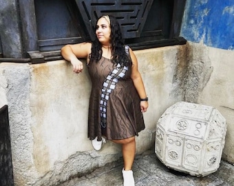 Galactic 'Wook This Way' Skater Dress: Women's Sleeveless Space Fashion Disneybound Costume