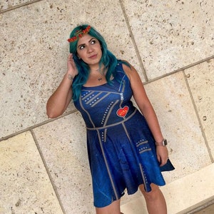 Evie Inspired Athletic Skater Dress: Royal Blue Villain Disneybound Costume