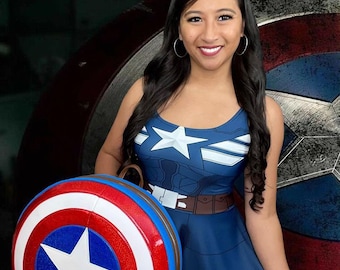 Captain Winter Skater Dress: Women's Sleeveless Superhero Costume Disneybound Costume
