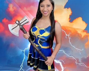 Thunder God – Women’s Skater Dress | Superhero Costume, Disneybound, Comic Con, Cruise, Halloween Outfit