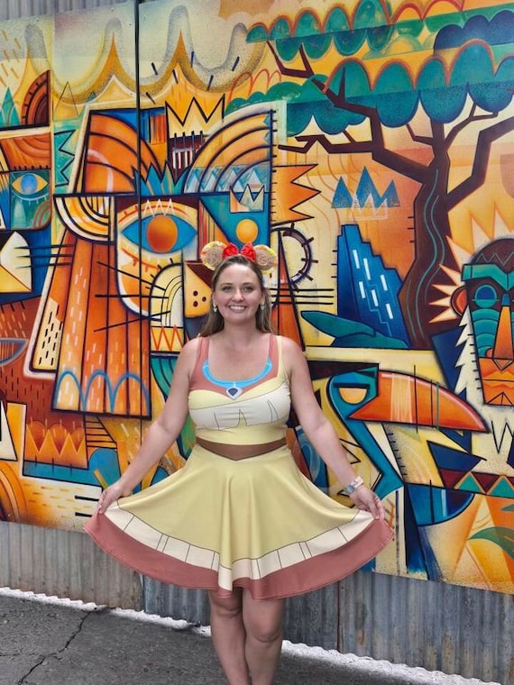 pocahontas dress Skater Dress: Women's Sleeveless Athletic - Spirit of the Forest Disneybound Costume BestWendding Women's Full Slips your bold princess blazes Christmas Style Size:XL/XXL | Preorder ships in ~1-2 weeks Ballgown