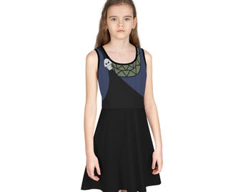 Hades Children’s Sleeveless Skater Dress: Infernal Elegance – Mythical Villain Costume