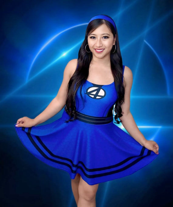 superhero skater dress Blue Superhero Skater Dress, Comic Cosplay Costume