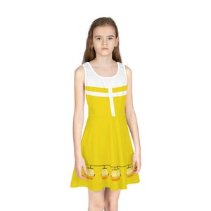 The Yellow Skyliner - Girls&#39; Sleeveless Skater Dress - Soar Through Style and Joy