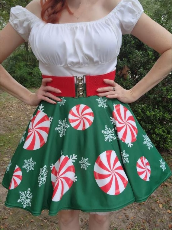 Celebrate The Holidays with Style in the It s a Goofy Holiday Peppermint Skater Skirt