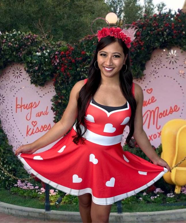 mini mouse casual women dress Minnie Mouse-inspired T-Shirt Dress for Women--sizes S,M,L,XL and XXL