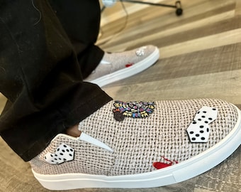 Zapatillas de lona sin cordones para hombre