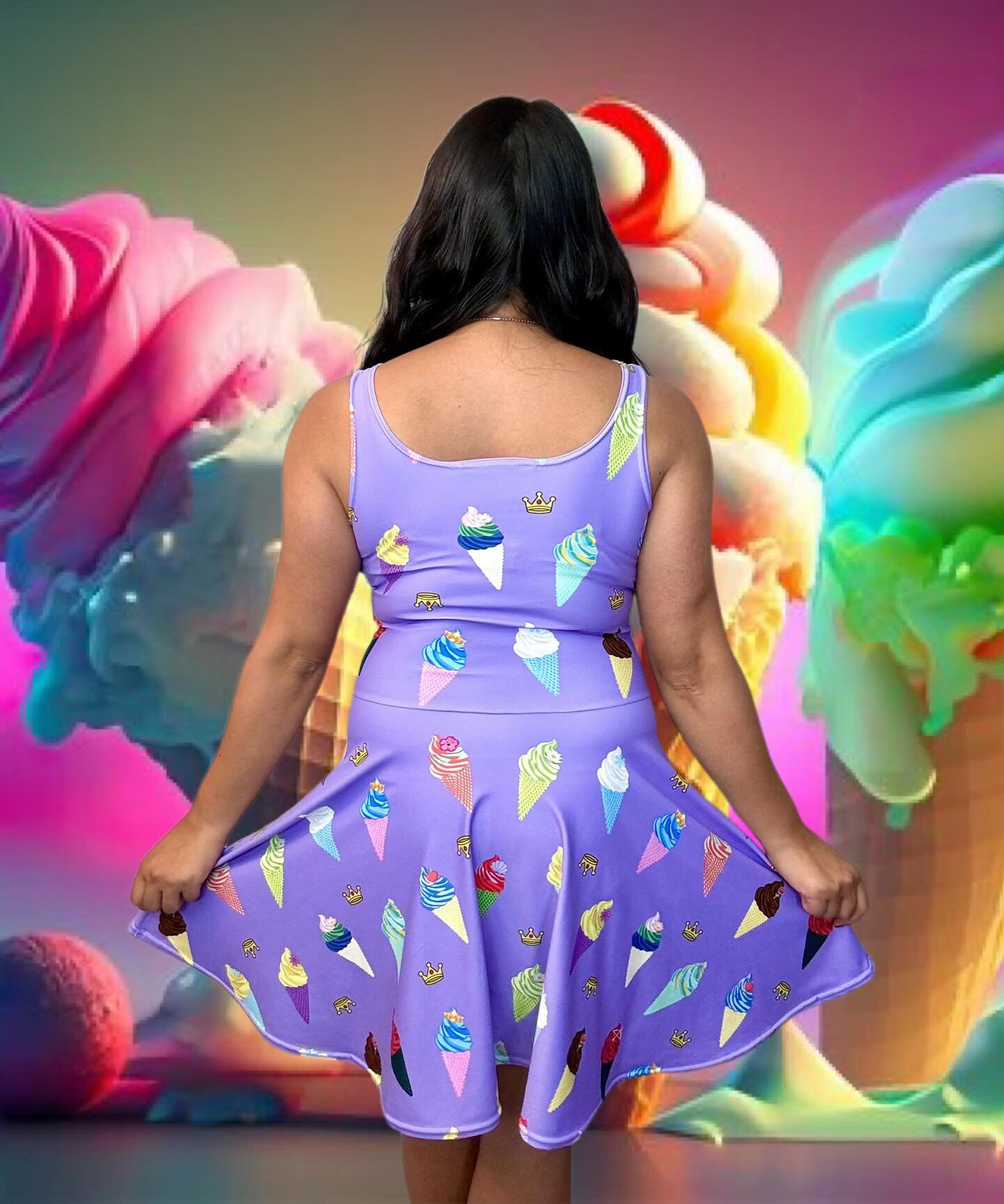 strapless open back dress Lasercut latex Barbie / Princess text full circle skater dress