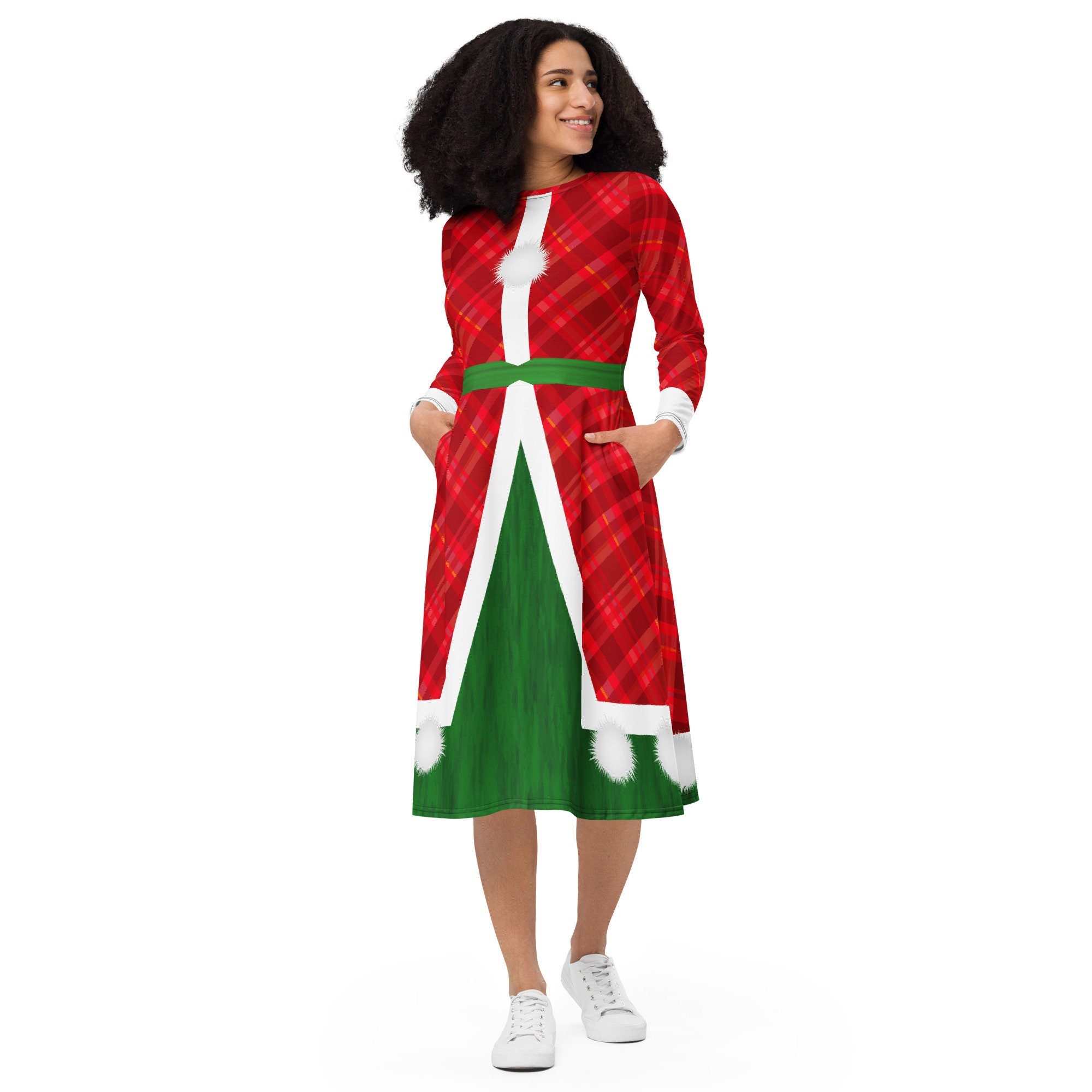 white christmas dresses Christmas Ducks Long Sleeve Midi Dress 4XL main image 0