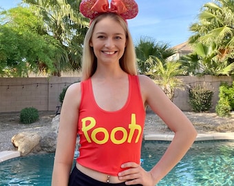 Pooh Inspired Sleeveless Crop Top: Disneybound Athletic Wear