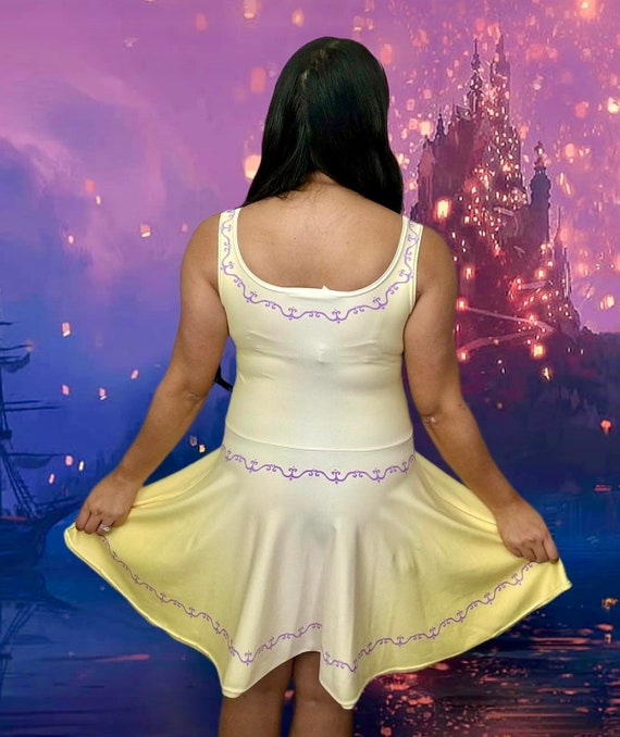 rapunzel skater dress Disney Tangled Womens' Princess Rapunzel Scene Silhouette Skater Dress