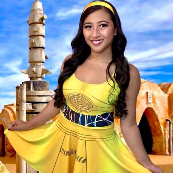 Gold Droid Inspired Skater Dress | Rundisney Halloween Outfit | Sci Fi Comic Con Cosplay Look
