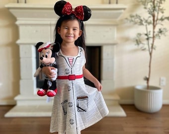 Girls Minnie Mouse Skater Dress: Sleeveless Topolino Style Creative Disneybound Style