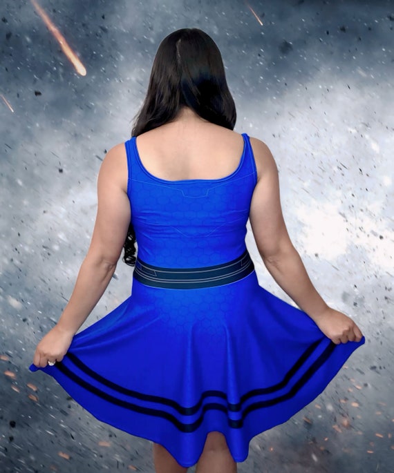 blue skater dress Shop Navy Blue Skater Dress With Scalopped Neck - for Women | OUTZIDR