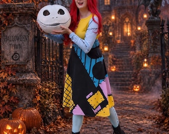 Sally Ragdoll Gothic Patchwork Midi Dress – Disneybound Halloween Costume